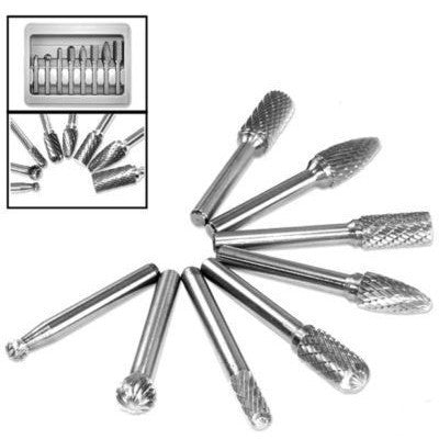 8 Piece Double Cut Carbide Rotary Tool File Bit Burr Set - tool