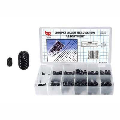 200 Piece SAE Internal Bolt Allen Hex Head Screw Assortment Kit - tool