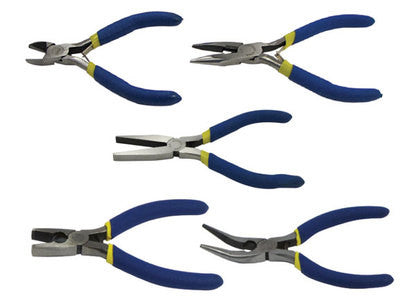 5 Piece Mini Miniature Size Needle Nose Long Bent Dikes Cutters Pliers Tool Set - tool