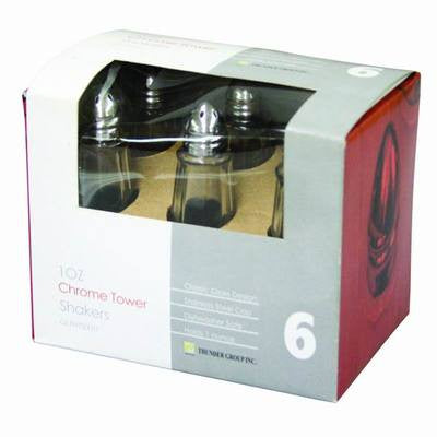 6 Pack Tall Tower Glass Salt and Pepper Shaker Restaurant Dispenser Bottle Set - tool