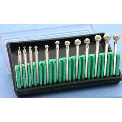 12 Diamond Coated Ball Burr Bits - tool