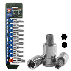 10 Piece Universal Brake Caliper Socket Wrench Tool Set Kit Metric SAE Hex Torx - tool