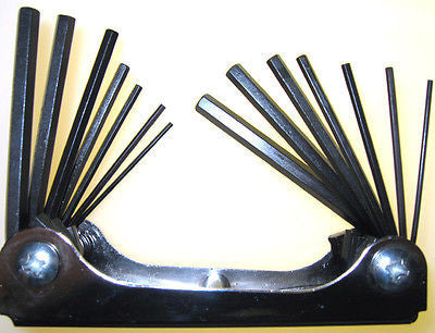 14 Piece SAE and Metric Folding Pocket Hex Key Allen Wrench Fold Up Tool Set - tool