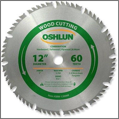 12" 60T Combo Carbide Tip Wood Cutting Saw Blade - tool