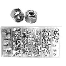 Box of 150 Piece Nylon Locknut Assortment Kit SAE Metric Assorted Sizes - tool