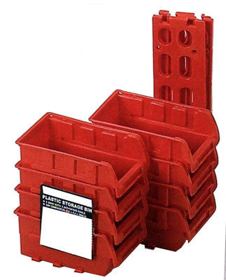 8 Stackable Plastic Small Parts Bin Storage Organizer Racking W/ Mounting Rails - tool