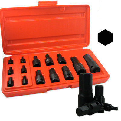 Black Impact Metric Size Hex Allen Bit Socket Drive Tool Set for Wrench - tool