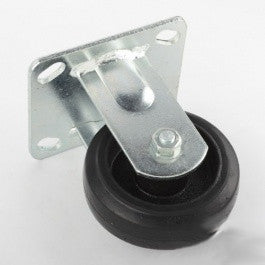 4" RigID Black Rubber Wheel Industrial Cast Iron Rim Fixed Straight Caster Wheel - tool