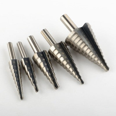5 Piece Metric Step Stepped Down Variable Size Steel Drill Bit Unibit Uni Set Tool - tool