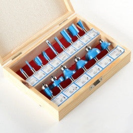 15 Piece 1/4" Shank Carbide Tip Cutter Tipped Wood Router Bit Set Kit - tool