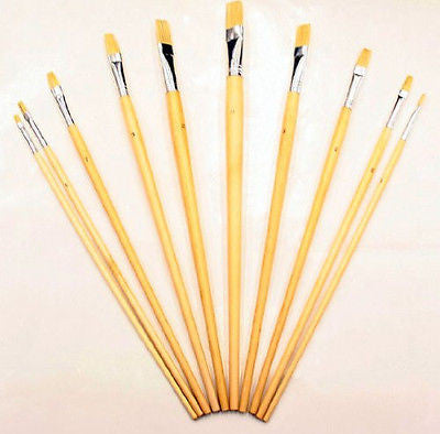 10 Piece Large Artist and Craft Art Paint Acrylic Oil Brush Set Painting Brushes - tool