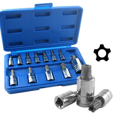 12 Piece Tamperproof 5 Star Plus Drive Driver Bit for Socket Tool Set Kit - tool