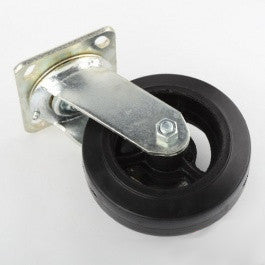 5" Hard Black Rubber Wheel Industrial Cast Iron Rim Swivel Rotating Caster Wheel - tool