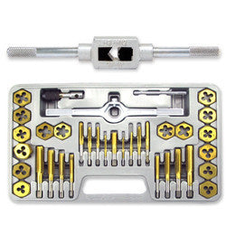 40 Piece Titanium Metric Size Steel Tap & and Die Tool Set Kit - tool