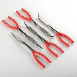 5 Piece Long Bent Needle Nose Plier Straight 90 Degree Tool Set Kit Hose and Cable - tool