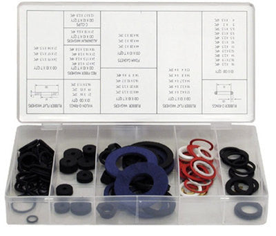 125 Piece Rubber O-Ring Hose Gasket Flat Washer Auto Gromet Assortment Set Kit - tool