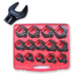Large 1/2" Drive Metric Size Crows Feet Foot Head Socket Wrench Tool Set - tool