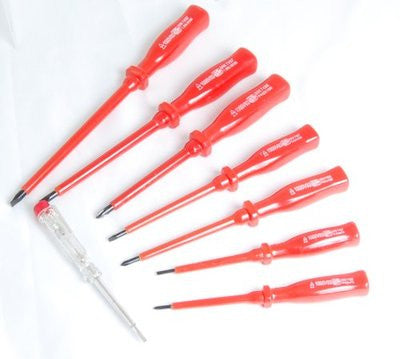 7 Piece Electrician's Insulated Electrical Hand Screwdriver Tool Set Kit - tool