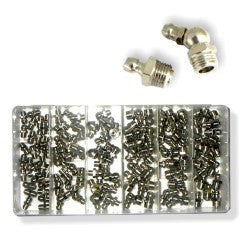 110 Piece SAE Hydraulic Zerk Fittings Attachment Assortment Kit Set for Zirk Grease - tool
