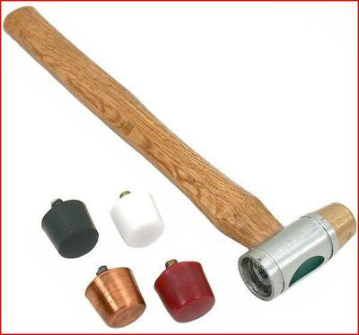 Small Interchangeable Head Face Soft Brass Copper Plastic Rubber Hammer Tool - tool