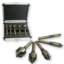 5 Piece Countersink Tool Bit Set Counter Sink for Steel Metal Wood Plastic Aluminum - tool