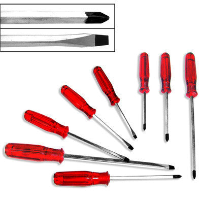 8 Piece Go Thru Gothru Handle Shank Steel Hand Screwdriver Tool Set - tool