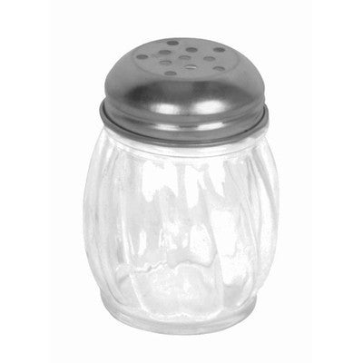 Twin Pack of Glass Perforated Swirl Parmesan Cheese Dispenser Food Server Shaker - tool