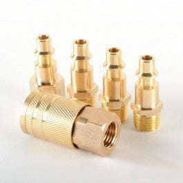 5 Piece Brass Air Tools Coupler Quick Disconnect Hose Connector Plug Fitting Set - tool