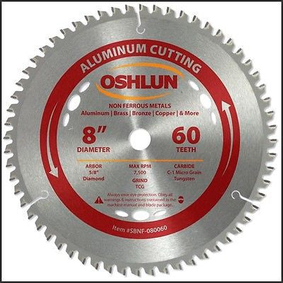 8" 60T Carbide Tip Aluminum Cutting Non Ferrous Metal Saw Blade - tool