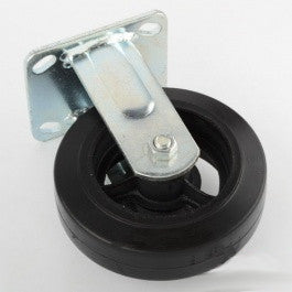 5" RigID Black Rubber Wheel Industrial Cast Iron Rim Fixed Straight Caster Wheel - tool