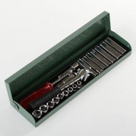 22 Piece 1/4" Drive Metric Size Socket Ratchet Wrench Tool Set - tool