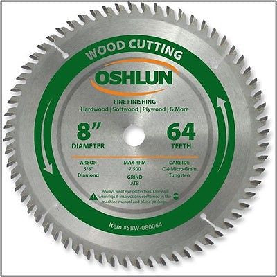 8" Inch 64T Fine Cut Carbide Tipped Wood Cutting Saw Blade - tool