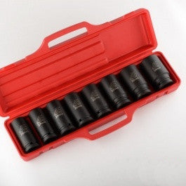 9 Piece 3/4" Drive Black Air Impact Metric Size Sized Deep Socket Tool Set - tool