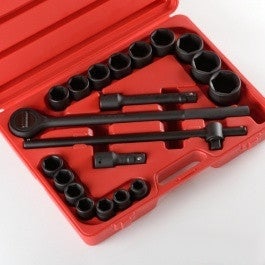21 Piece 3/4 Dr" Drive Tool Black Impact Ratchet Socket Set Standard Size SAE - tool