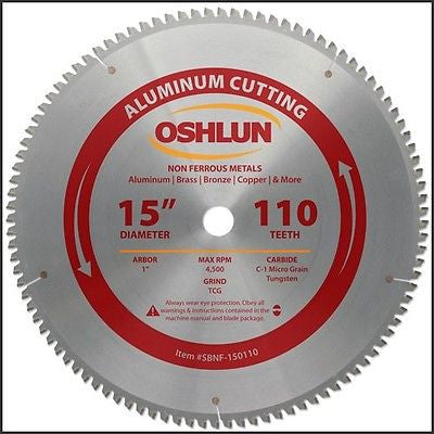 15" 110T Carbide Tip Aluminum Cutting Saw Blade - tool