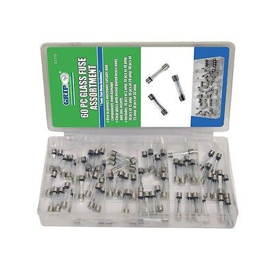 60 PC Assorted Auto Replacement Glass Fuses - tool