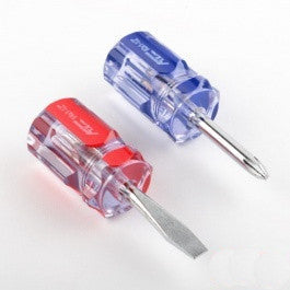 Mechanic's 2 Piece Mini Short Stubby Phillips and Flat Blade Screwdriver Tool Set - tool