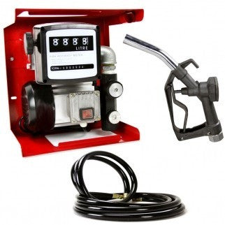 Electric Fuel Transfer Hose Gas Dispenser Oil Pump with Meter Metered Gauge - tool