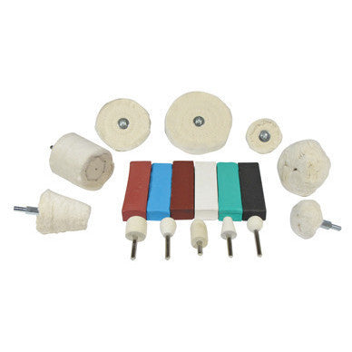 18 Piece Big Polishing Buffing Buffer Polish Wheel Kit with Rouge Compound Bars - tool