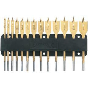 13 Piece Piece Flat Titanium Spade Drill Bit Set for Drilling Boring Wood Tool - tool