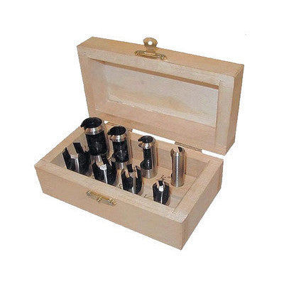 8 Piece Wood Plug Cutter Cutting Tool Drill Bit Set Straight and Tapered Taper - tool