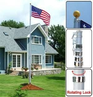 Telescoping 25 Foot Flagpole Kit Aluminum Telescopic Outdoor American Flag Pole - tool