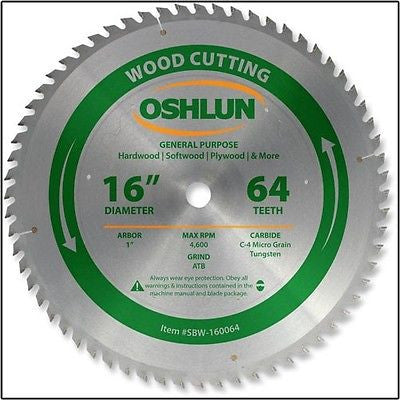 16" 64T Fine Cut Carbide Tip Wood Cutting Saw Blade - tool