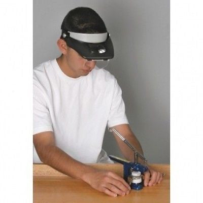 Jeweler Magnifier Glass Inspection Lighted Head Light Set Headband Magnifying - tool