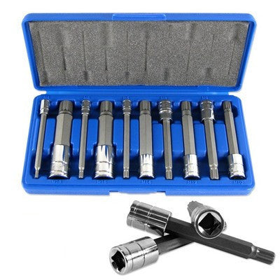 10 Piece Xzn Triple Square Spline Long Deep Drive Socket Driver Bit Tool Set Kit - tool