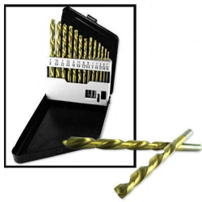 13 Piece Left Handed Steel Titanium Coated Drill Bits - tool