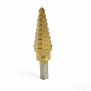 Titanium Step Stepped Down Variable Size Sized Steel Drill Bit Unibit Tool Set - tool