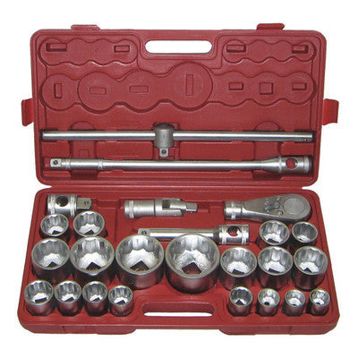 26 Piece 3/4" & 1" Drive Metric 12 Point Large Ratchet Socket Set Tool Kit - tool