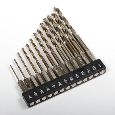 13 Piece Hex Shank Quick Change Drill Bit Set Hss for Snap in On Changing Chuck - tool