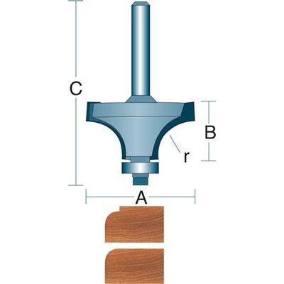 1/16" Radius Round Over Carbide Router Bit W/ 1/4" Shank - tool